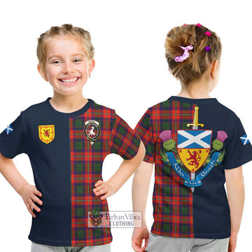 Tartan Vibes Clothing Riddell Tartan Kid T-Shirt with Scottish Lion Royal Arm Half Style
