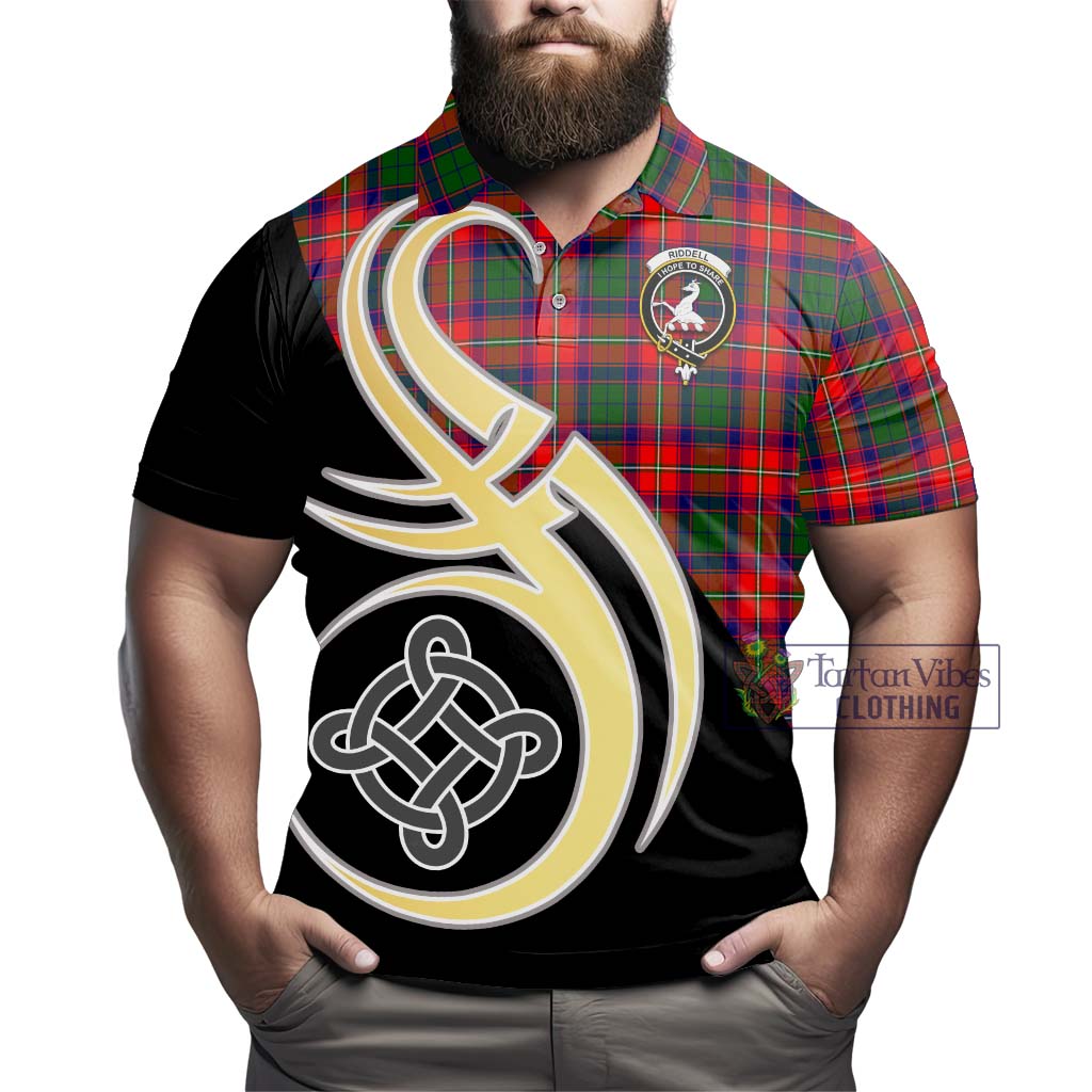 Riddell Tartan Polo Shirt with Family Crest and Celtic Symbol Style - Tartan Vibes Clothing