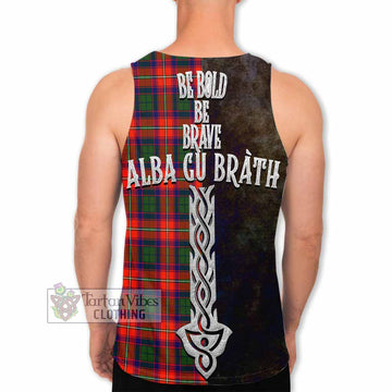 Tartan Vibes Clothing Riddell Tartan Family Crest Men's Tank Top Alba Gu Brath Be Brave Lion Ancient Style
