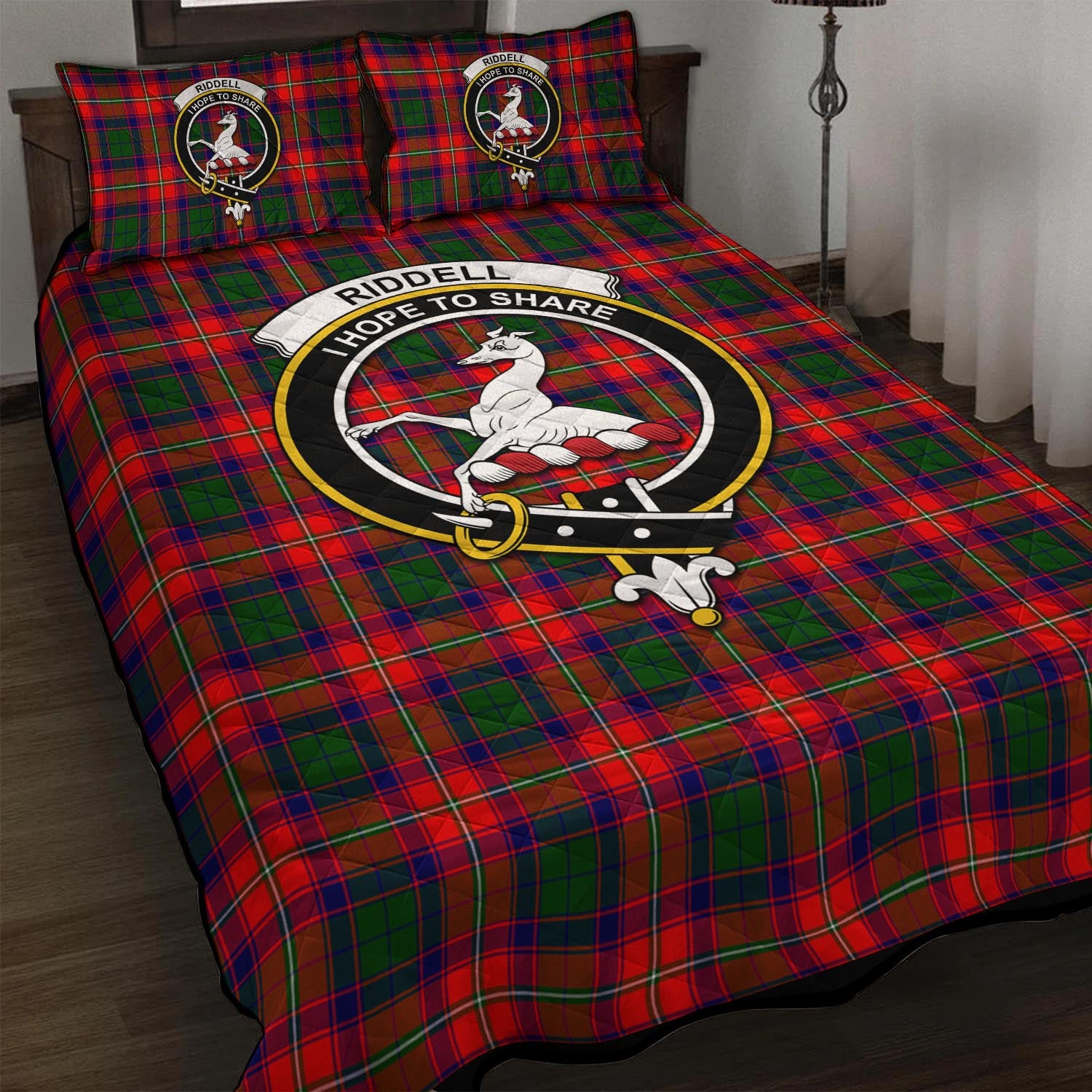 Riddell Tartan Quilt Bed Set with Family Crest - Tartan Vibes Clothing
