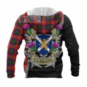 Tartan Vibes Clothing Riddell Tartan Family Crest Knitted Hoodie Lion Rampant Royal Thistle Shield Celtic Inspired