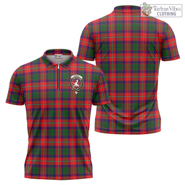 Riddell Tartan Zipper Polo Shirt with Family Crest - Tartan Vibes Clothing