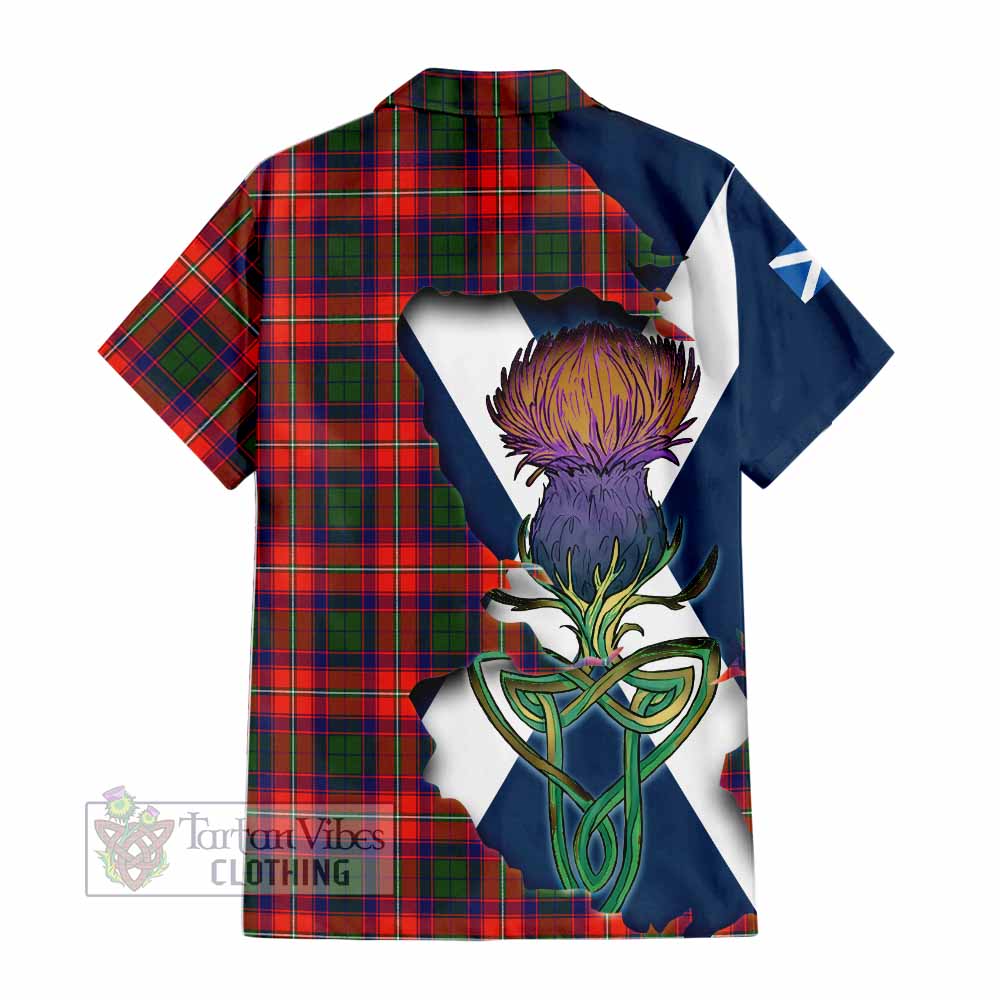 Tartan Vibes Clothing Riddell Tartan Family Crest Short Sleeve Button Shirt Scottish Thistle Celtic Inspired