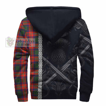 Tartan Vibes Clothing Riddell Tartan Sherpa Hoodie with Family Crest Cross Sword Thistle Celtic Vibes