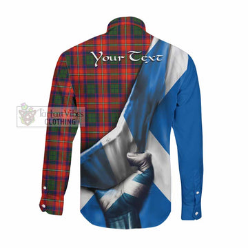 Tartan Vibes Clothing Riddell Tartan Long Sleeve Button Shirt with Family Crest Scotland Patriotic Style