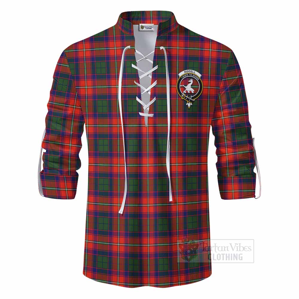 Tartan Vibes Clothing Riddell Tartan Ghillie Kilt Shirt with Family Crest DNA In Me Style