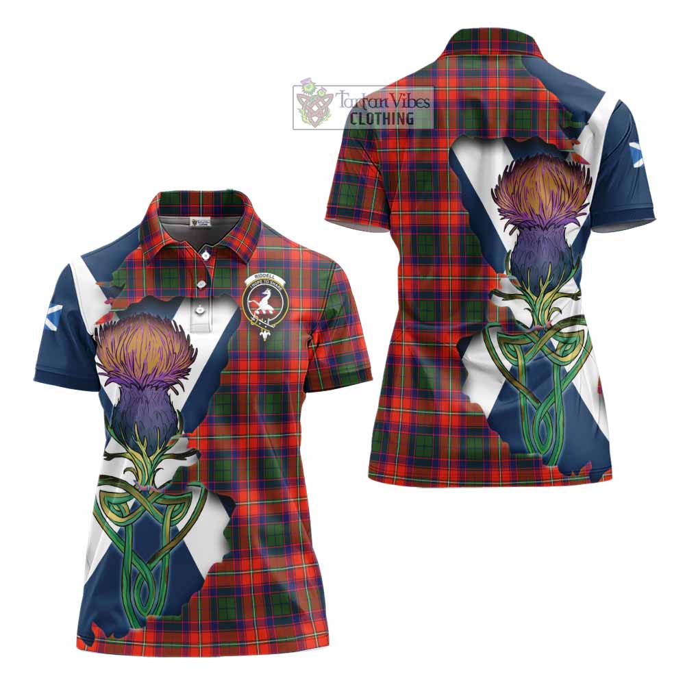 Tartan Vibes Clothing Riddell Tartan Family Crest Women's Polo Shirt Scottish Thistle Celtic Inspired
