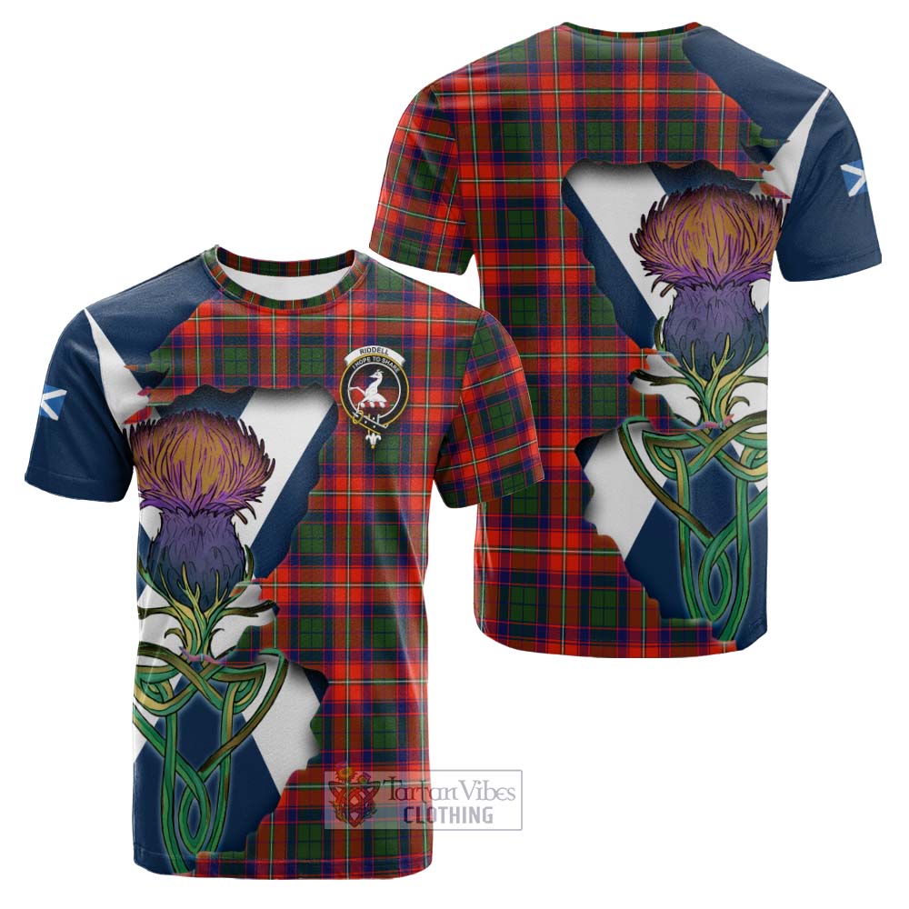 Tartan Vibes Clothing Riddell Tartan Family Crest Cotton T-shirt Scottish Thistle Celtic Inspired