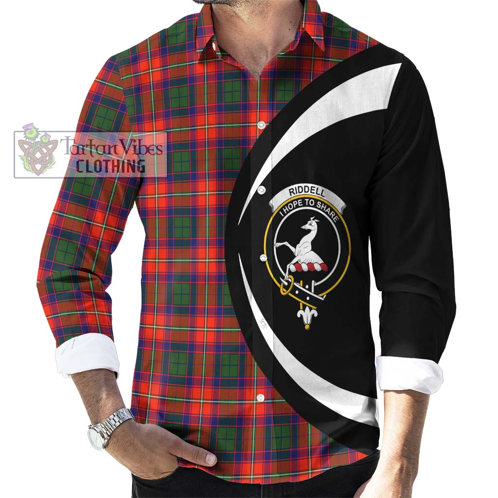 Riddell Tartan Long Sleeve Button Up with Family Crest Circle Style - Tartan Vibes Clothing