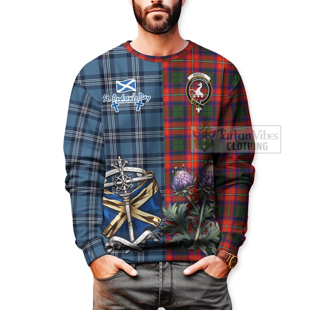 Tartan Vibes Clothing Riddell Tartan Sweatshirt Happy St. Andrew's Day Half Tartan Style