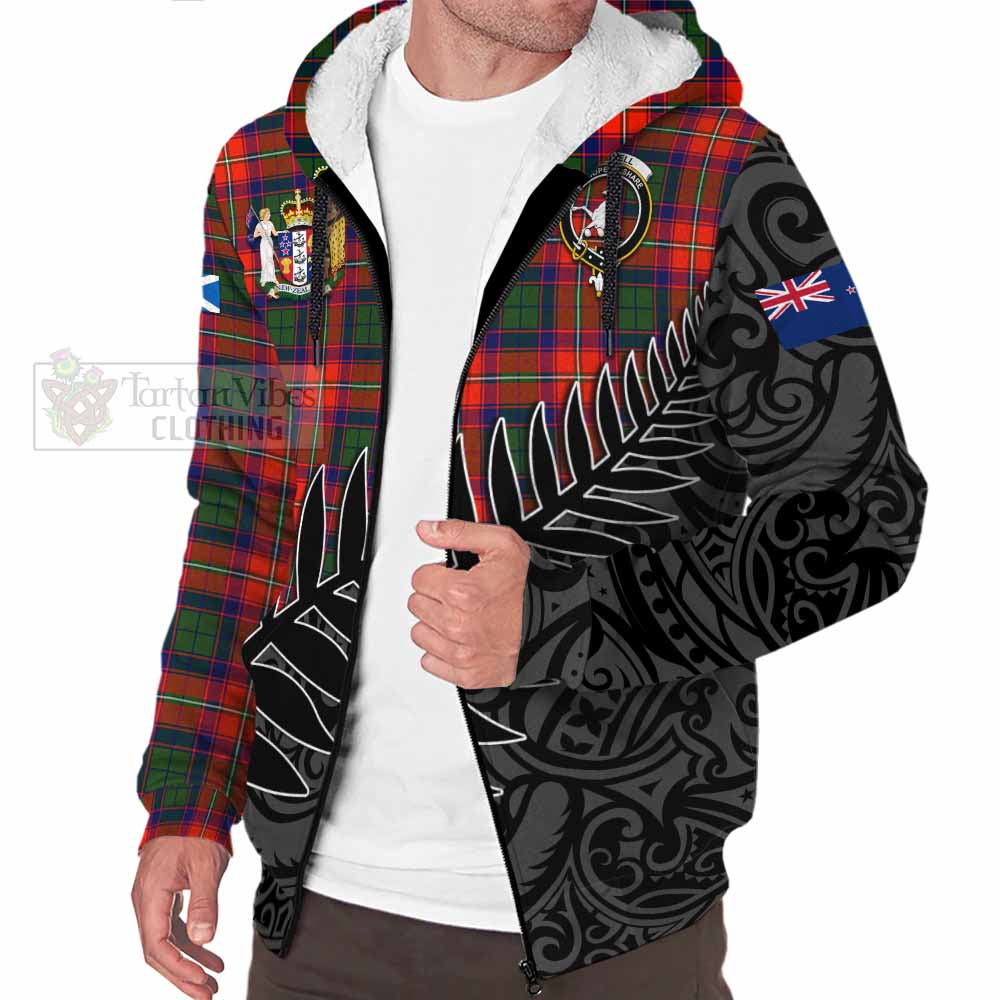 Tartan Vibes Clothing Riddell Crest Tartan Sherpa Hoodie with New Zealand Silver Fern Half Style