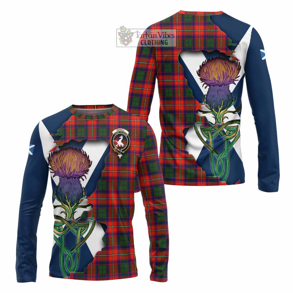 Tartan Vibes Clothing Riddell Tartan Family Crest Long Sleeve T-Shirt Scottish Thistle Celtic Inspired