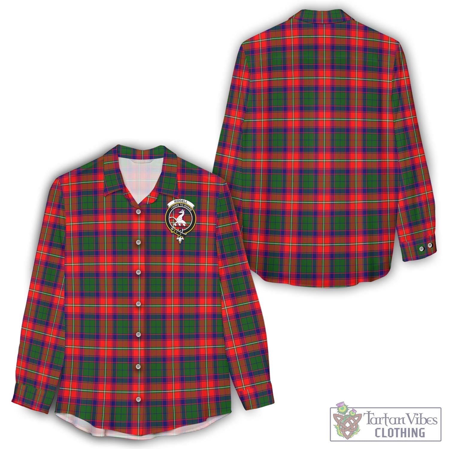 Tartan Vibes Clothing Riddell Tartan Womens Casual Shirt with Family Crest