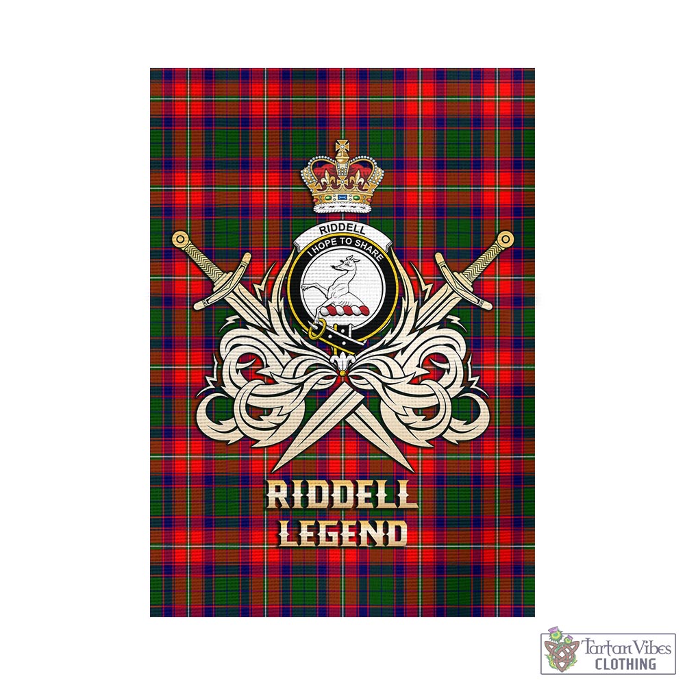 Tartan Vibes Clothing Riddell Tartan Flag with Clan Crest and the Golden Sword of Courageous Legacy