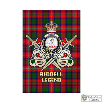 Tartan Vibes Clothing Riddell Tartan Flag with Clan Crest and the Golden Sword of Courageous Legacy