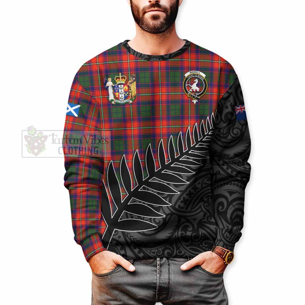 Tartan Vibes Clothing Riddell Crest Tartan Sweatshirt with New Zealand Silver Fern Half Style