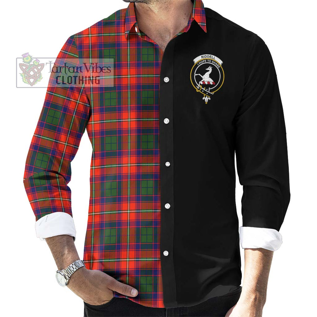 Riddell Tartan Long Sleeve Button Shirt with Family Crest and Half Of Me Style - Tartanvibesclothing Shop