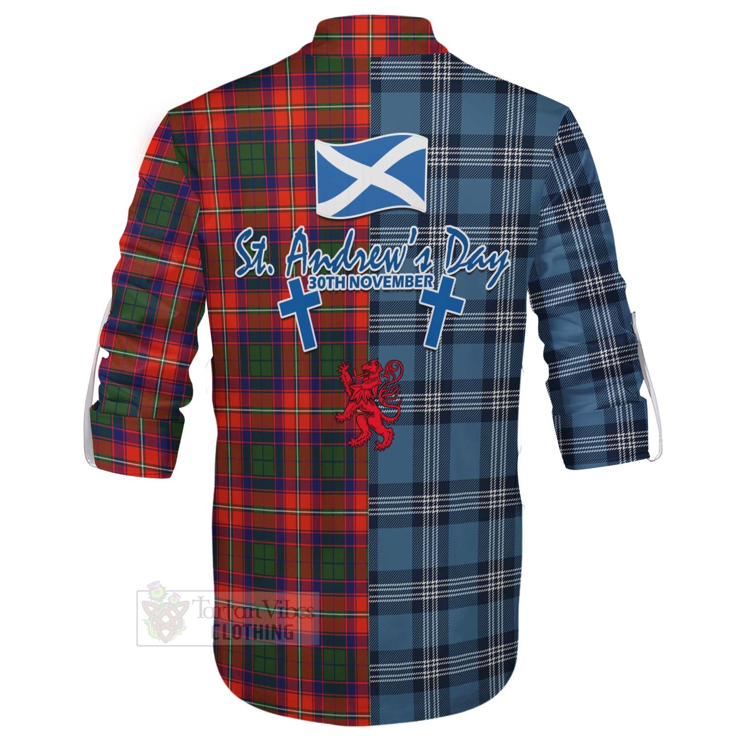 Tartan Vibes Clothing Riddell Tartan Ghillie Kilt Shirt Happy St. Andrew's Day Half Tartan Style