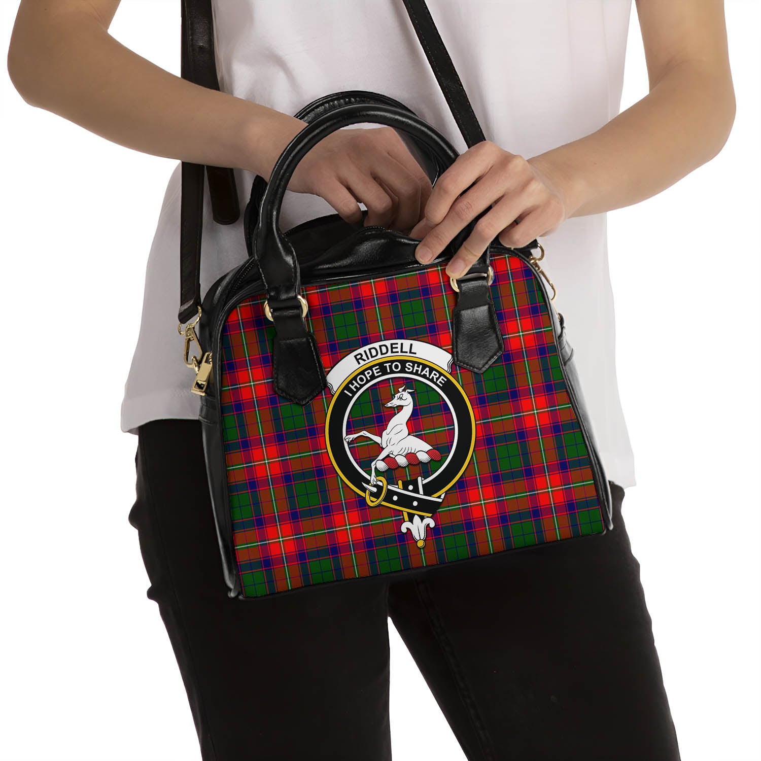 Riddell Tartan Shoulder Handbags with Family Crest - Tartanvibesclothing