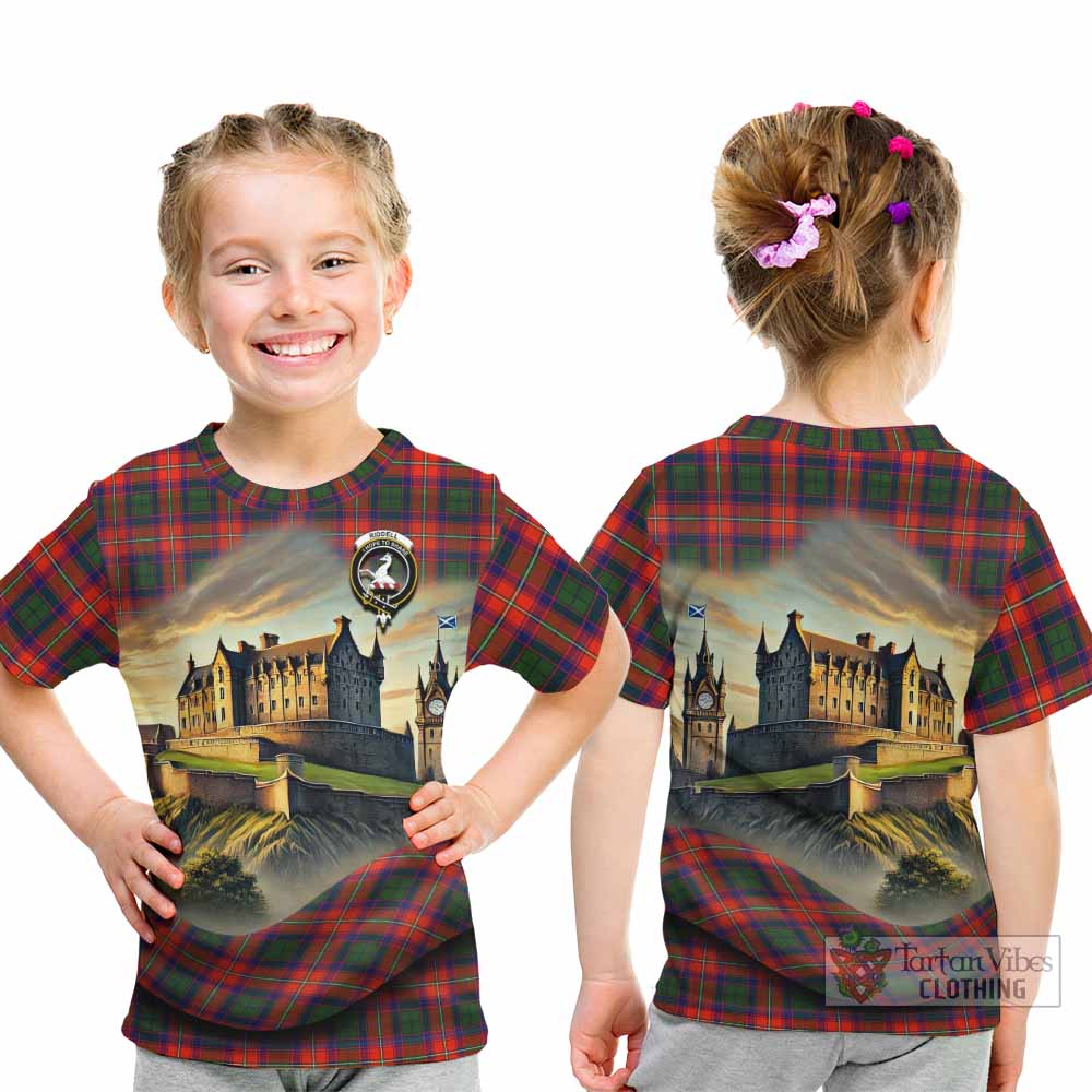 Tartan Vibes Clothing Riddell Tartan Family Crest Kid T-Shirt with Scottish Ancient Castle Style