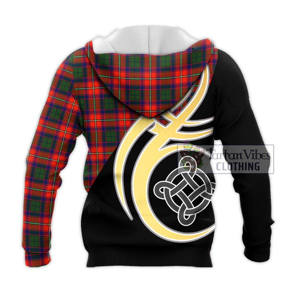 Riddell Tartan Knitted Hoodie with Family Crest and Celtic Symbol Style - Tartan Vibes Clothing