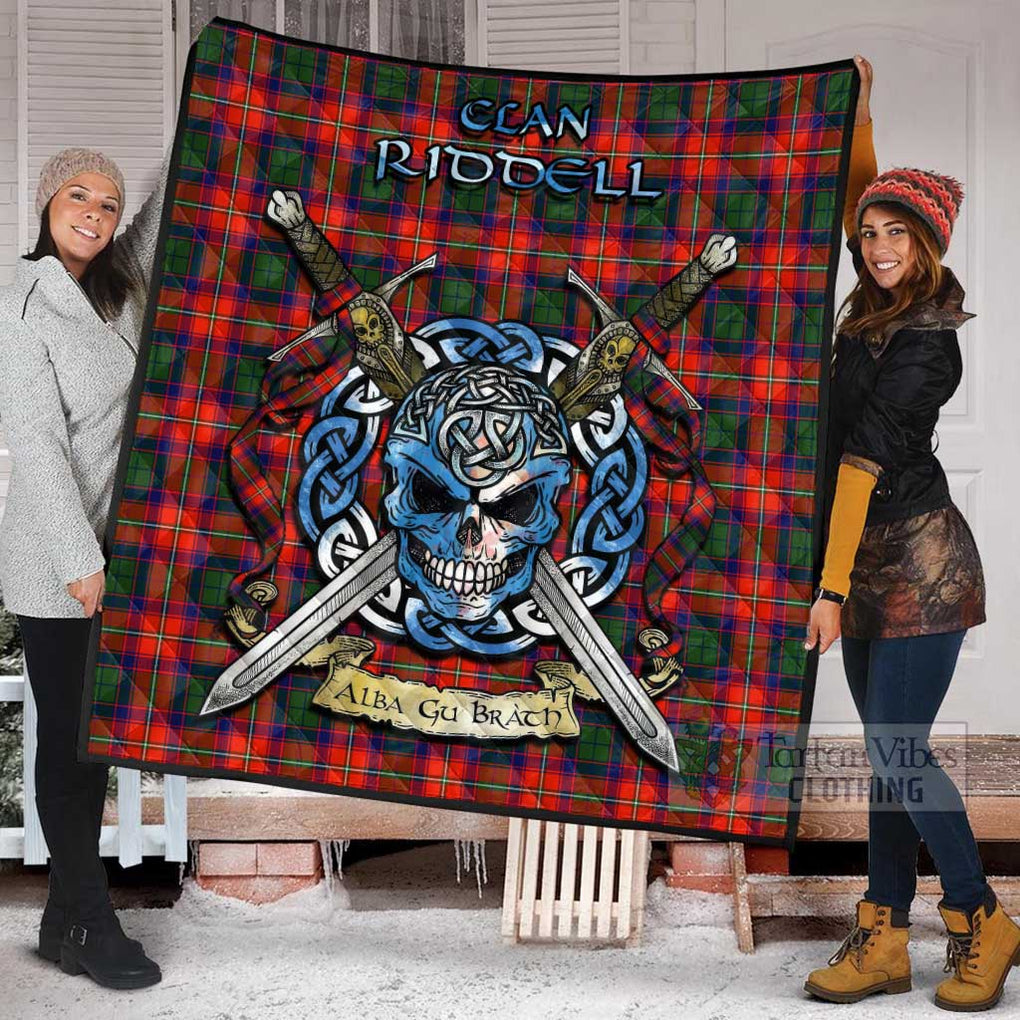 Tartan Vibes Clothing Riddell Tartan Quilt with Celtic Skull Alba Gu Brath Style