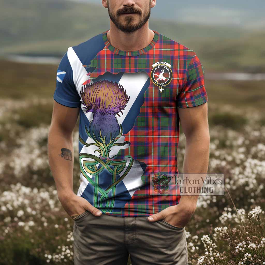 Tartan Vibes Clothing Riddell Tartan Family Crest T-Shirt Scottish Thistle Celtic Inspired