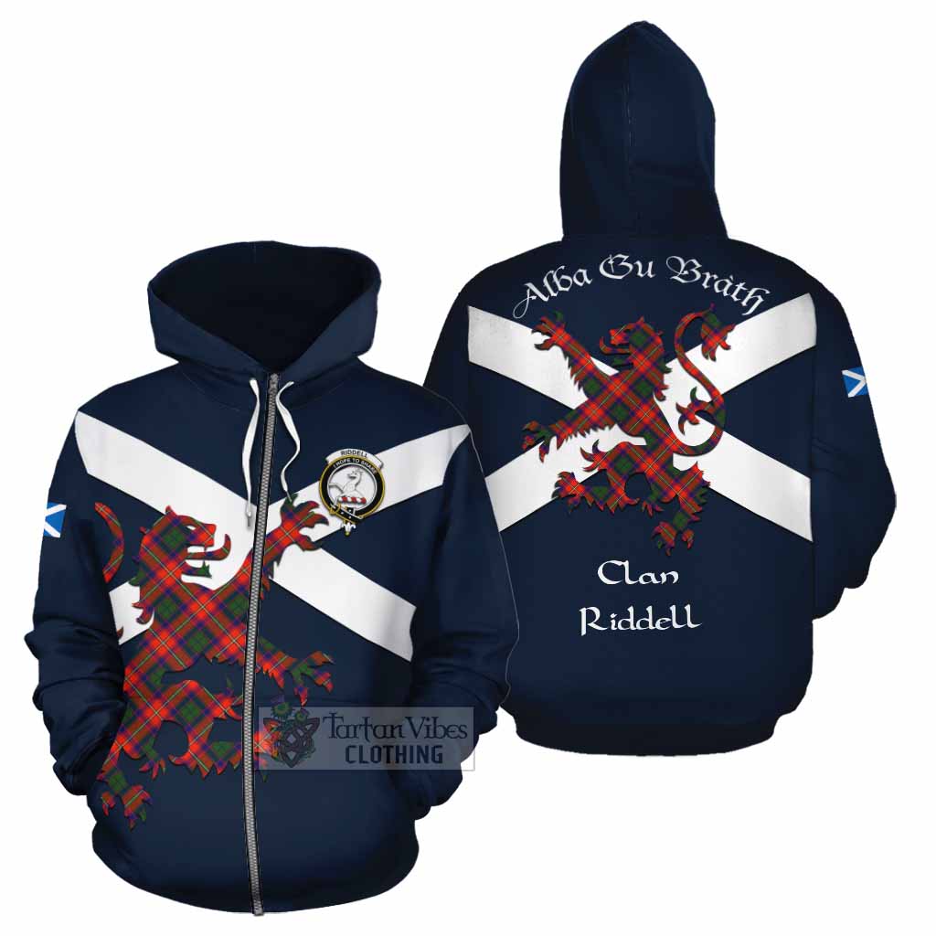 Tartan Vibes Clothing Riddell Tartan Lion Rampant Cotton Hoodie Proudly Display Your Heritage with Alba Gu Brath and Clan Name