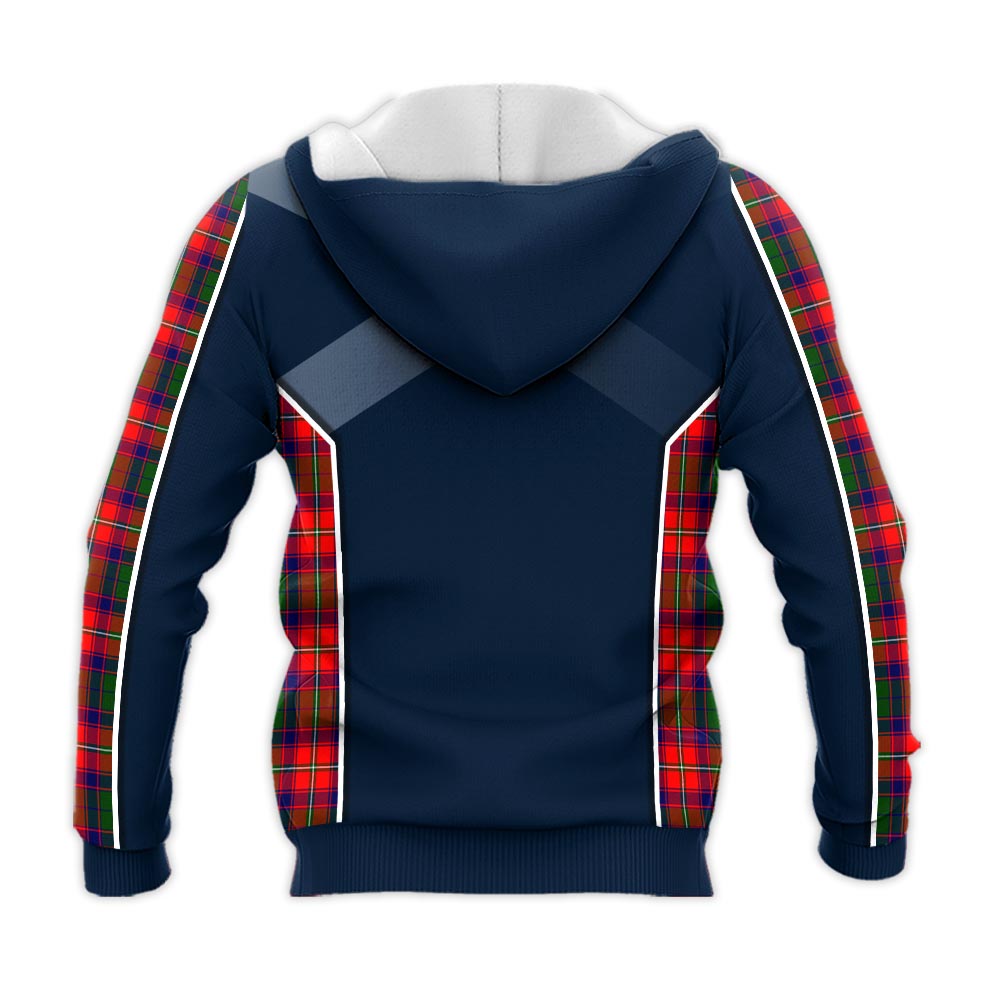 Tartan Vibes Clothing Riddell Tartan Knitted Hoodie with Family Crest and Scottish Thistle Vibes Sport Style