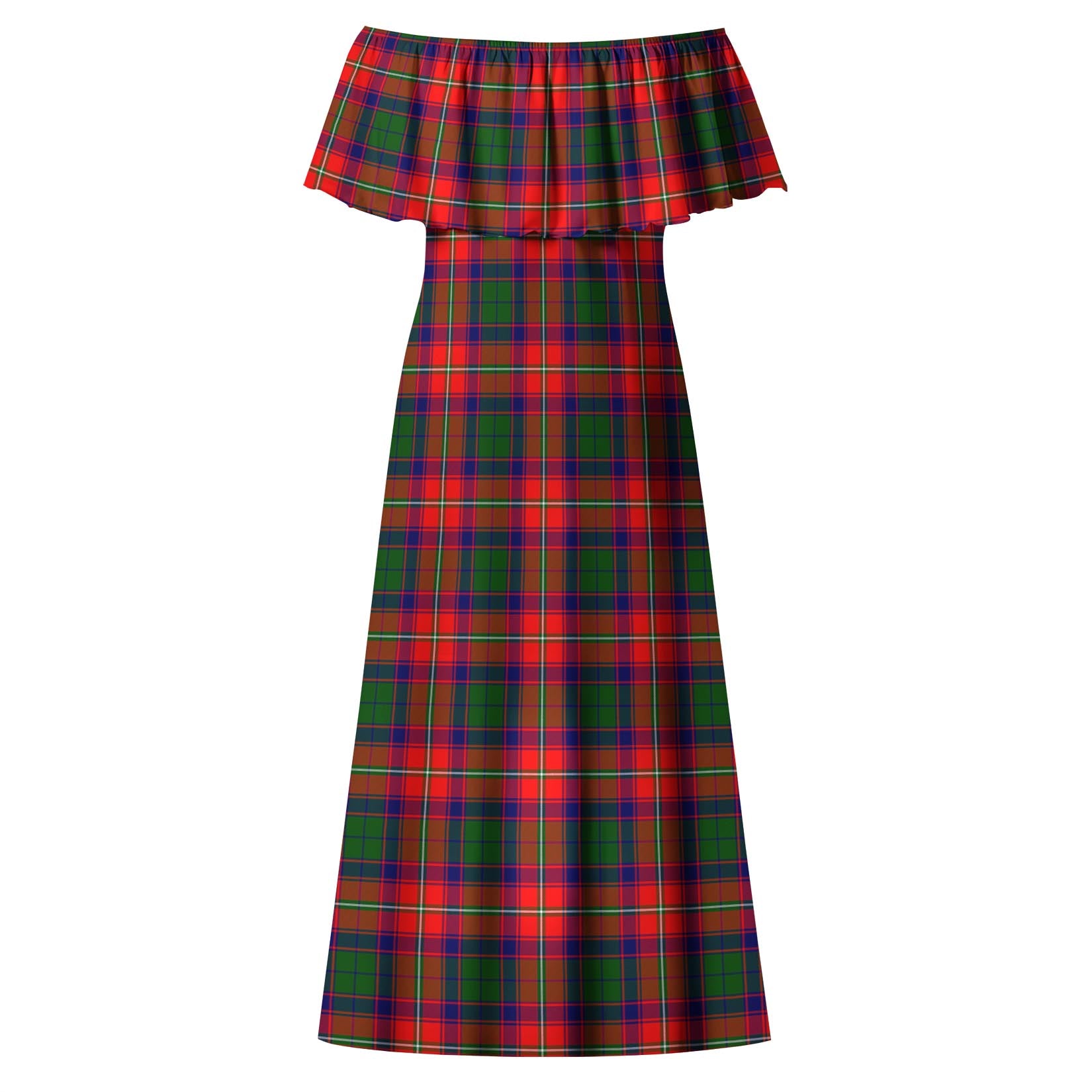 Riddell Tartan Off Shoulder Long Dress - Tartanvibesclothing