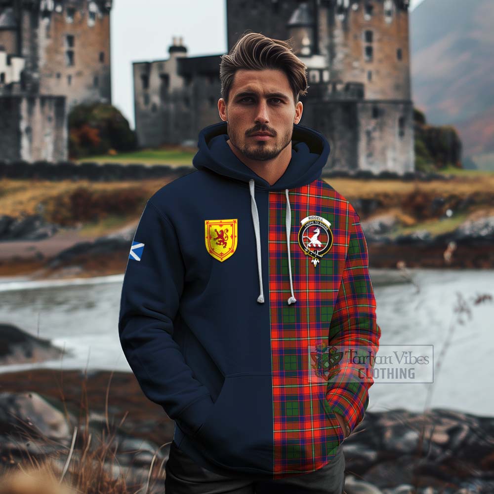 Tartan Vibes Clothing Riddell Tartan Cotton Hoodie Alba with Scottish Lion Royal Arm Half Style
