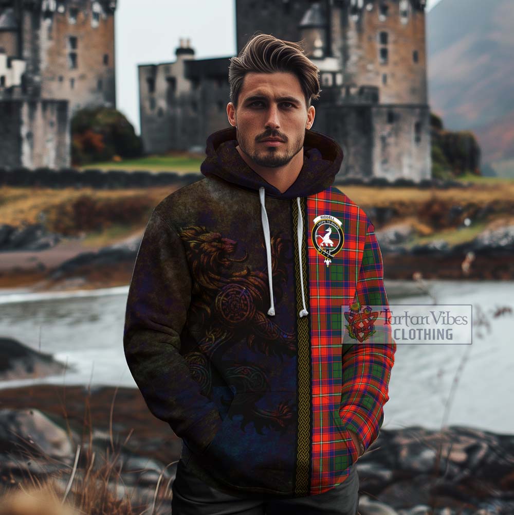 Tartan Vibes Clothing Riddell Tartan Family Crest Cotton Hoodie Alba Gu Brath Be Brave Lion Ancient Style