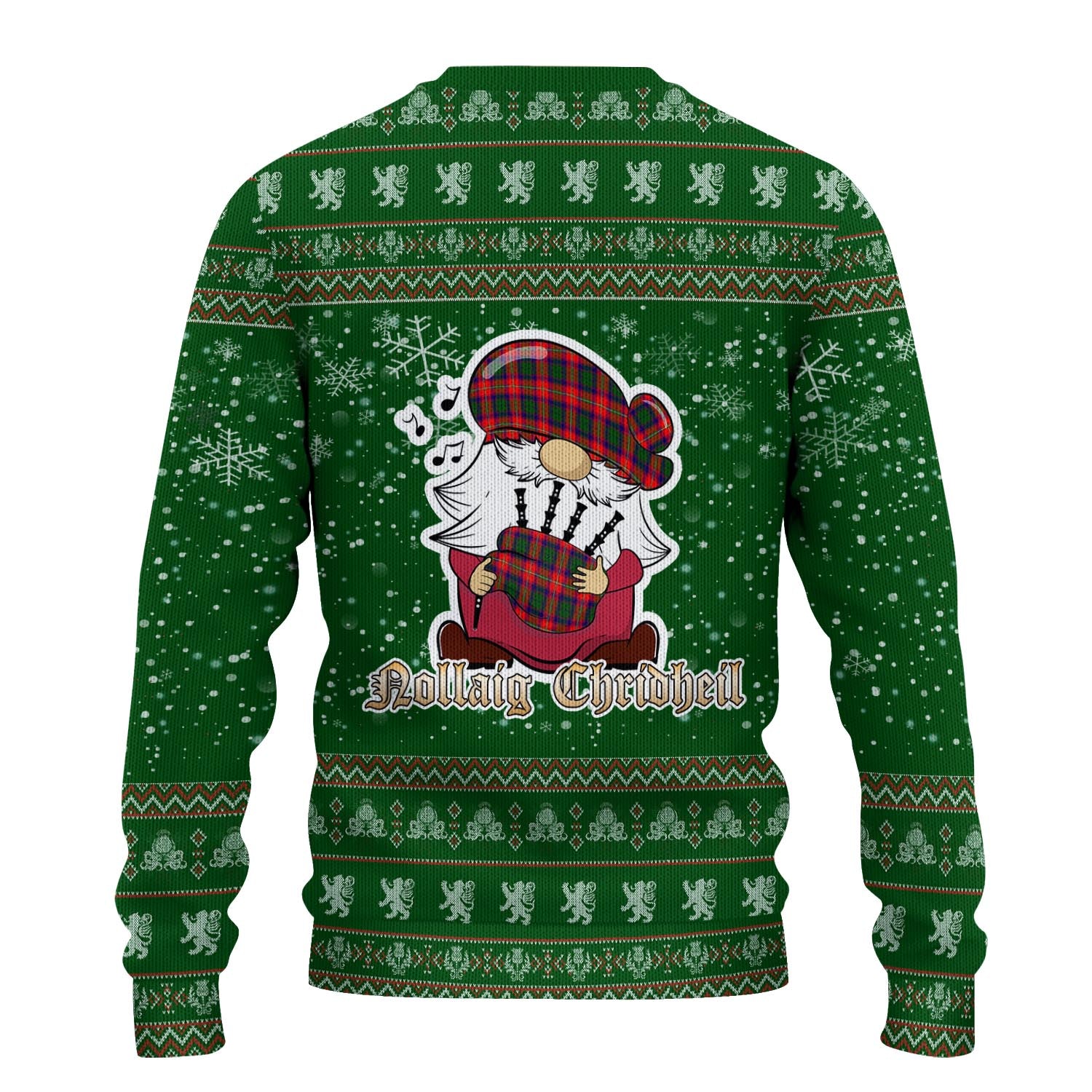 Riddell Clan Christmas Family Knitted Sweater with Funny Gnome Playing Bagpipes - Tartanvibesclothing