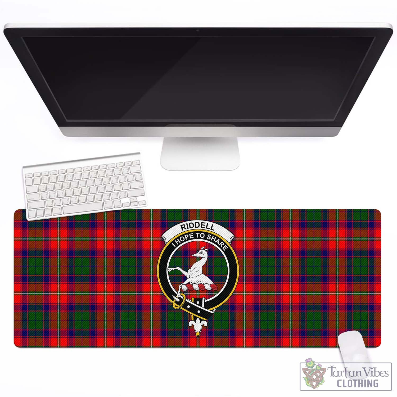 Tartan Vibes Clothing Riddell Tartan Mouse Pad with Family Crest