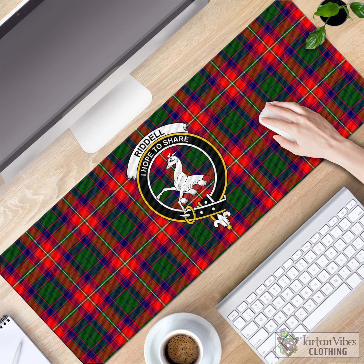 Tartan Vibes Clothing Riddell Tartan Mouse Pad with Family Crest