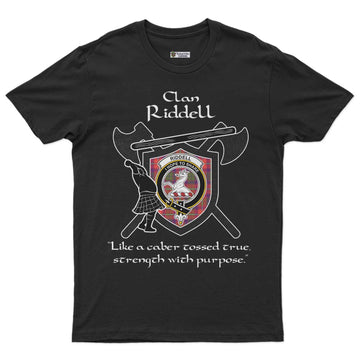 Riddell Clan Crest Highland Game T Shirt Strength With Purpose Style - Tartan Vibes Clothing