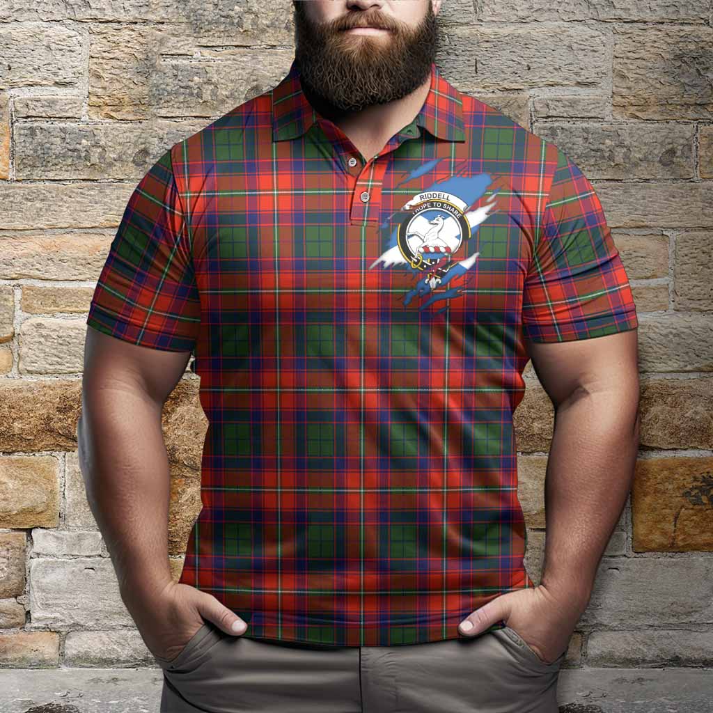 Riddell Clan Crest In Me Tartan Polo Shirt Scotland Flag Style