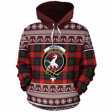 Riddell Clan Tartan Christmas Cotton Hoodie with Family Crest - Tartan Vibes Clothing