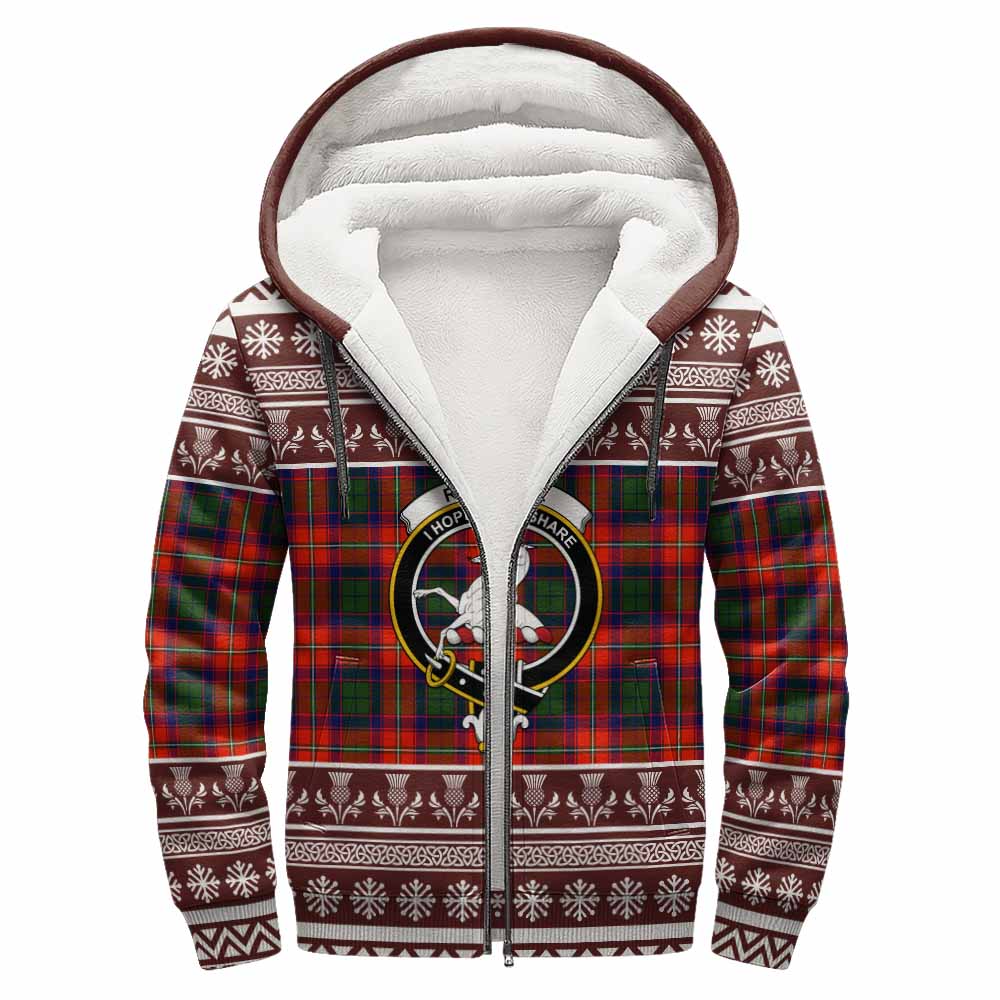 Riddell Clan Tartan Christmas Fleece Hoodie with Family Crest - Tartan Vibes Clothing