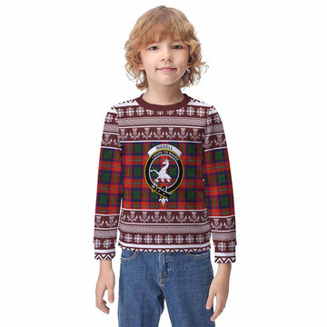 Riddell Clan Tartan Christmas Kid Ugly Sweatshirt with Family Crest - Tartan Vibes Clothing