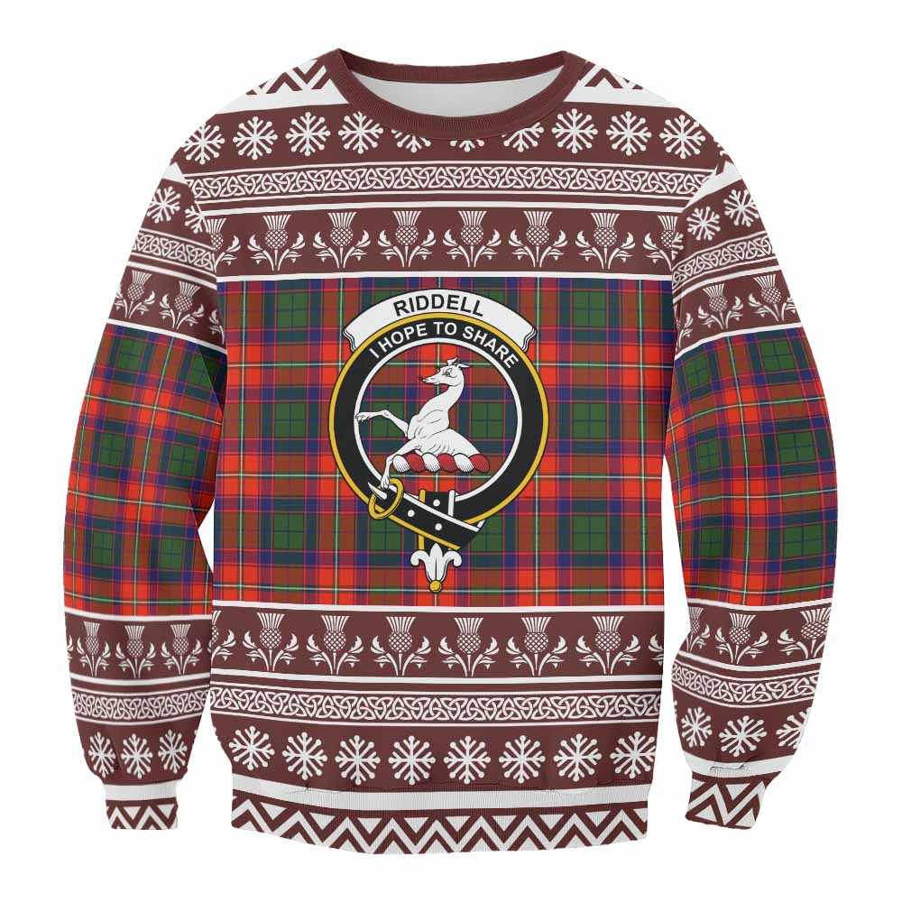 Riddell Clan Tartan Christmas Sweatshirt with Family Crest - Tartan Vibes Clothing