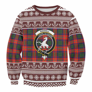 Riddell Clan Tartan Christmas Sweatshirt with Family Crest - Tartan Vibes Clothing