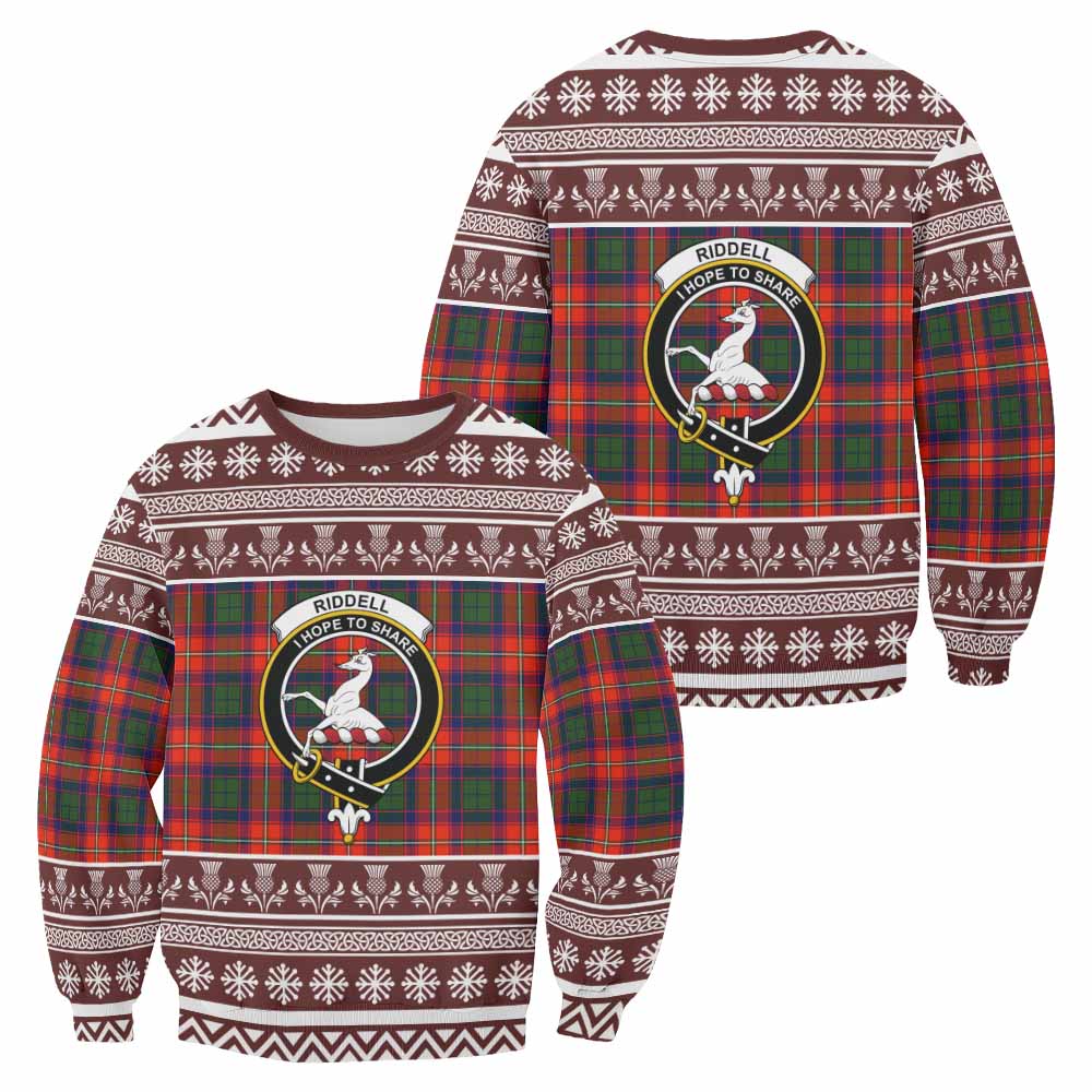 Riddell Clan Tartan Christmas Sweatshirt with Family Crest - Tartan Vibes Clothing