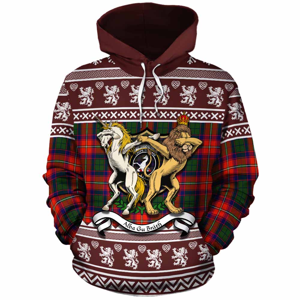 Riddell Clan Tartan Crest Christmas Cotton Hoodie Coat of Arms Funny Style - Tartan Vibes Clothing