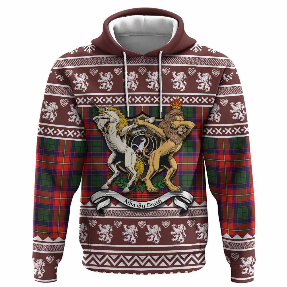 Riddell Clan Tartan Crest Christmas Hoodie Coat of Arms Funny Style - Tartan Vibes Clothing