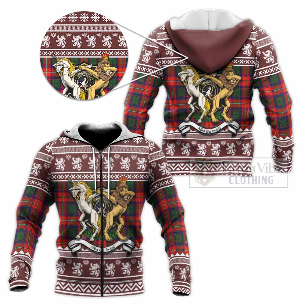 Riddell Clan Tartan Crest Christmas Knitted Hoodie Coat of Arms Funny Style - Tartan Vibes Clothing