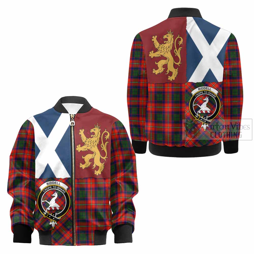 Riddell Crest Tartan Kid Bomber Jacket with Lion Rampant Saltire Style - Tartan Vibes Clothing