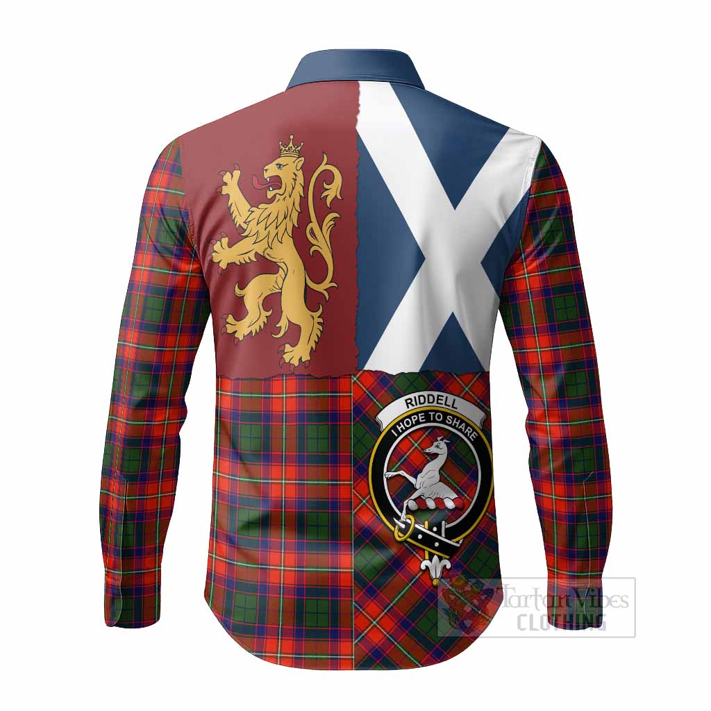 Riddell Crest Tartan Long Sleeve Button Shirts with Lion Rampant Saltire Style