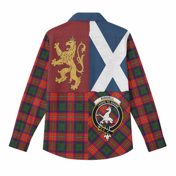 Riddell Crest Tartan Women Casual Shirt with Lion Rampant Saltire Style
