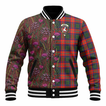 Riddell Family Crest Tartan Baseball Jacket Scottish Thistle Flower Pattern Half Style - Tartan Vibes Clothing